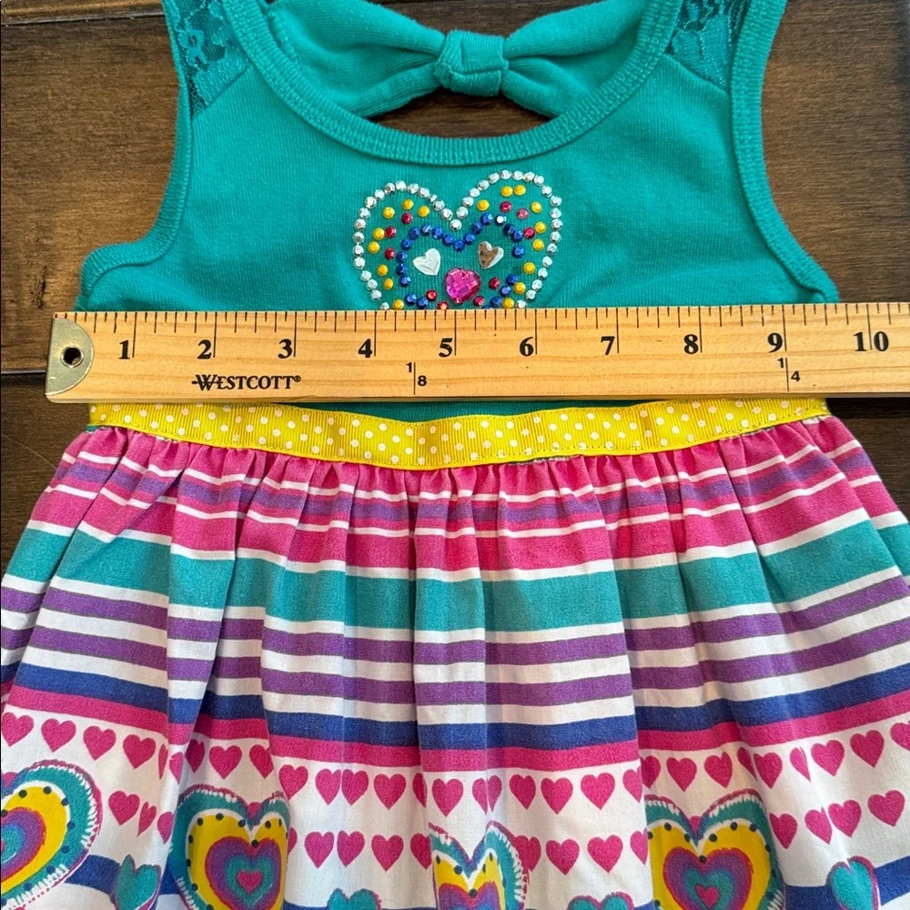 💜3/$15 RMLA Toddlers Colorful Heart Patterned Dress -Size 3T - Picture 7 of 9